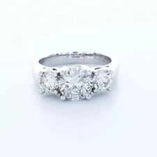 3-Stone Engagement Ring Trellis 18K Gold 3.64 CT Round Lab-Grown Diamond D SI2