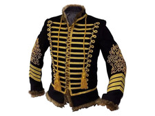 Men's Napoleonic Military Hussar Jacket Piping Tunic Pelisse Jimi Hendrix Jacket
