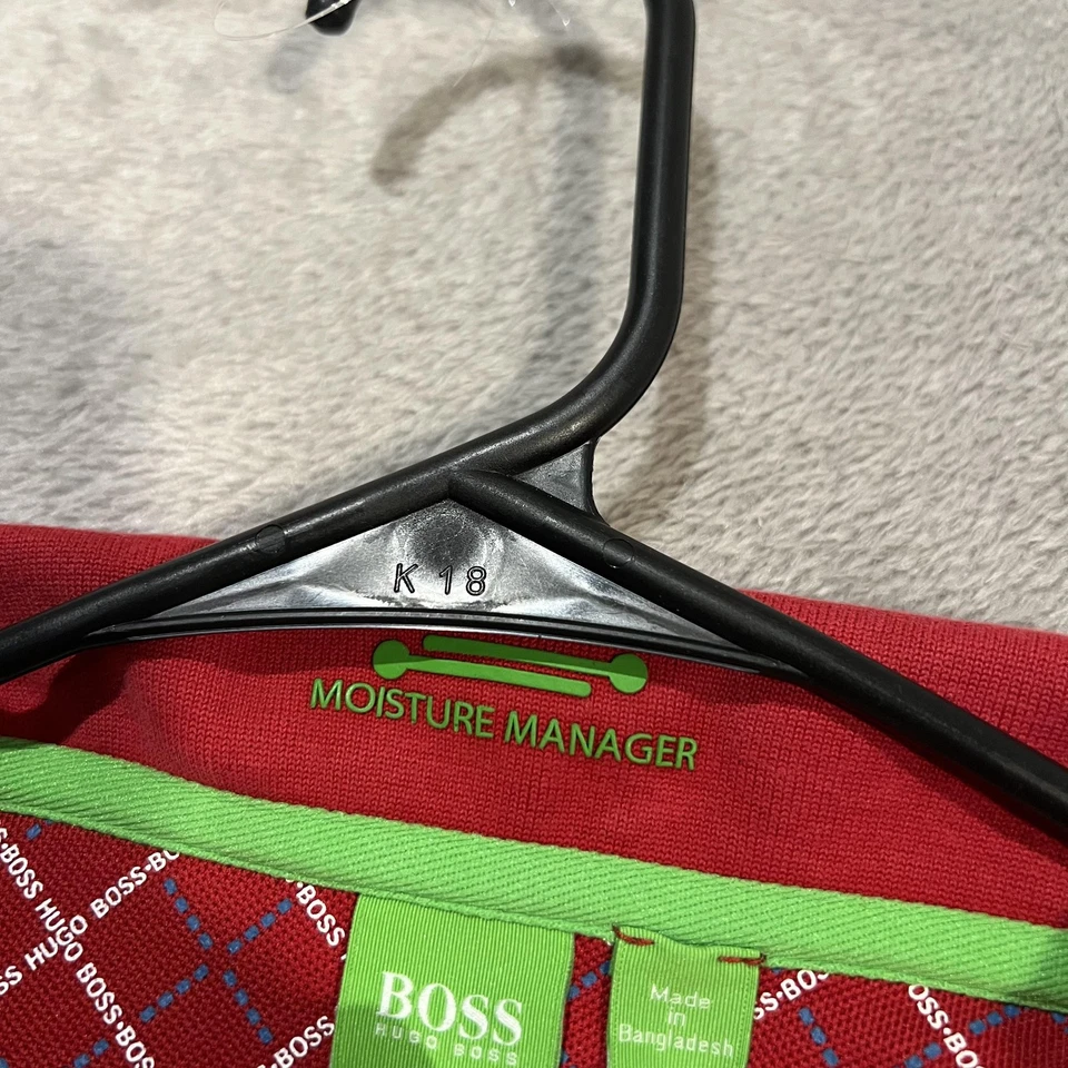 Camisa Polo Hugo Boss Para Hombres XL Roja Paddy Pro Administrador de Humedad Logo Cuello Punta Foto 4 de 4