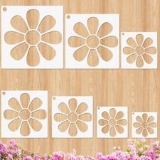 Daisy Flower Stencils for Painting on Walls, 7 Pcs 3.1-7.7 Inch, white