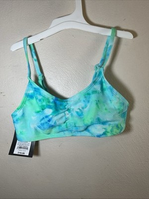 Girls Kids Blue Green Tie-Dye Bikini Swim Top Size X small (4/5) Art Class