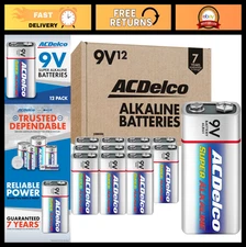 12-Count 9V Super Alkaline Batteries - Maximum Power, 7-Year Shelf Life, Reclosa