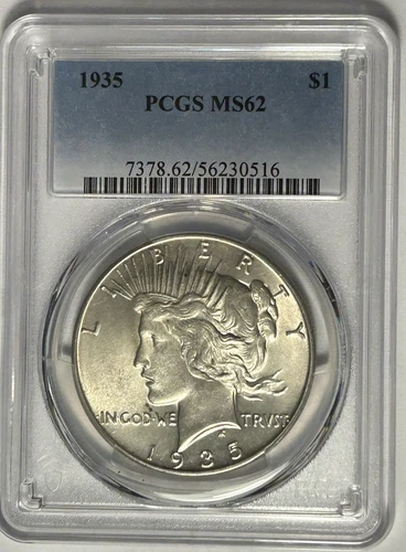 1935 PEACE DOLLAR PCGS MS 62