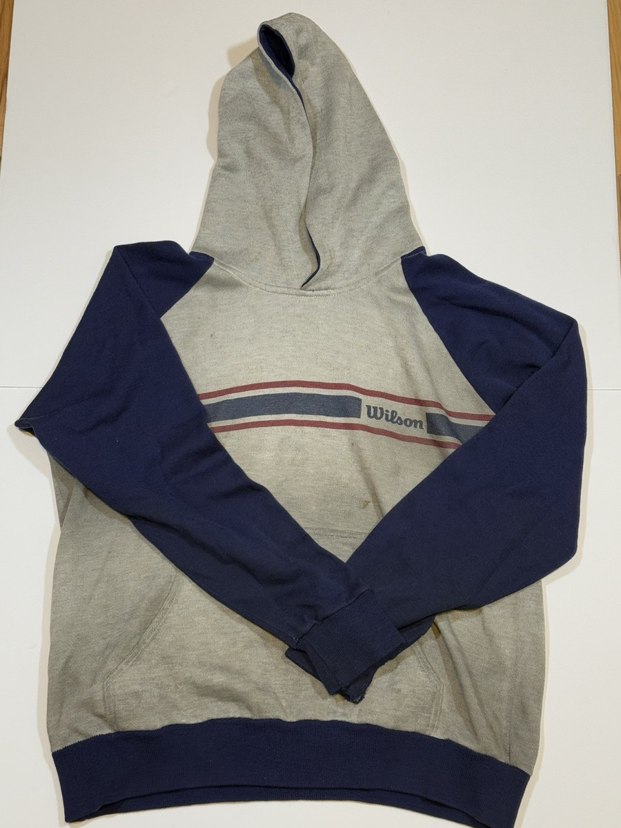 貴重◎ 70's unknown vintage SS sweat usa VTG 70s Wilson Athletic Logo Heather Gray Blue Striped