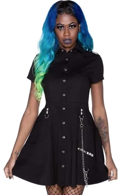 Killstar Gothic Goth Okkult Minikleid - Breach The Peace Kette Nieten - Bild 1 von 4
