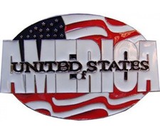 US American Flag Belt Buckle Western Cowgirl Cowboy Rodeo Metal