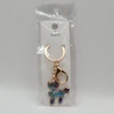 Mint Poodle Keychain with Shades of Blue on Gold Tone Keyring