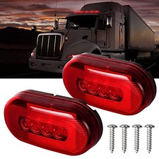 2Pcs 4x2 Oval LED Side Marker Light 10 Diodes Surface Mount Waterproof Red