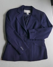 Doncaster Womens 12P Indigo Tailored Blazer Wool Suit Jacket Career Office