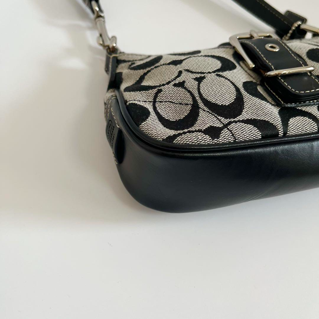 COACH 6362 Soho Signature Mini Handbag Grey × Black Canvas Leather