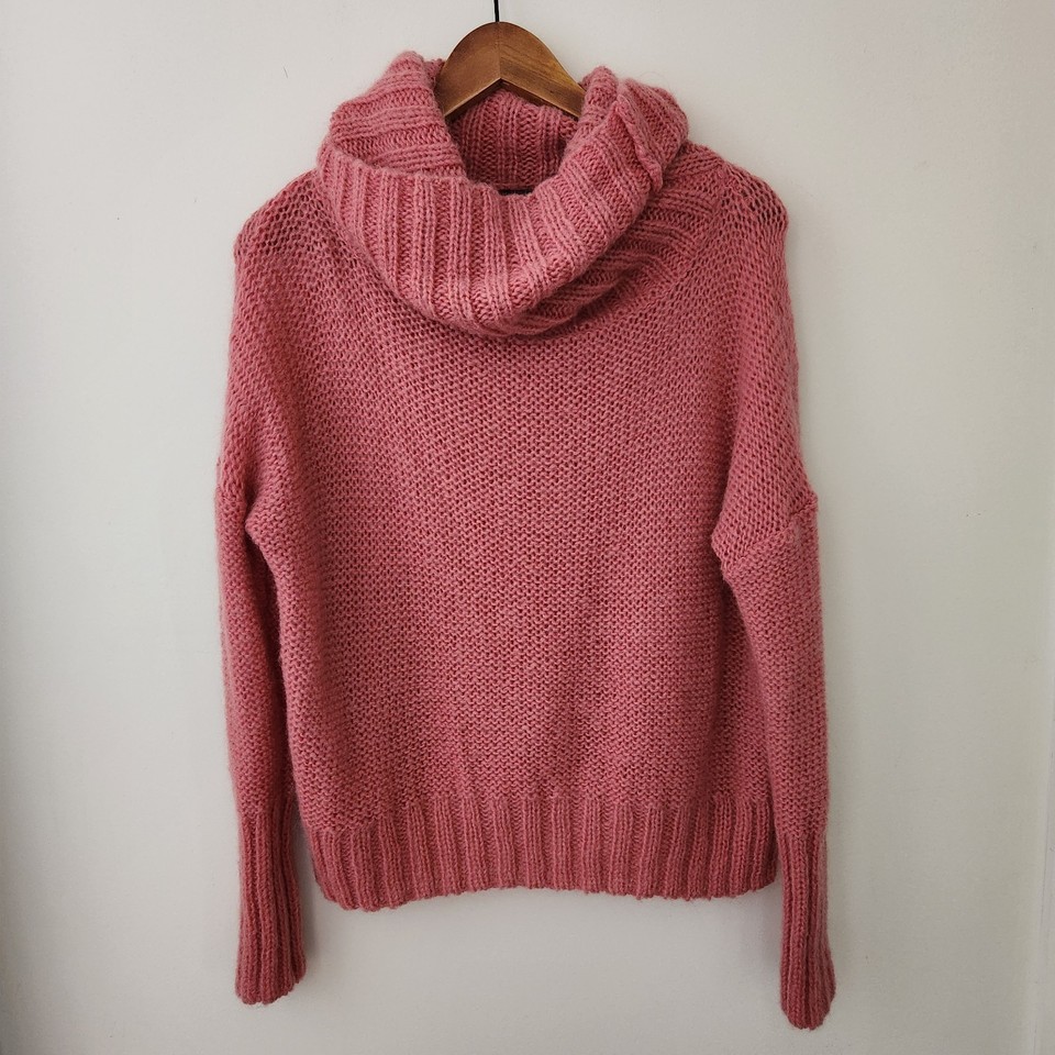 Mister Zimi S Blush Pink Soft Wool Mohair Blend Chunky Knit Roll Neck Jumper 