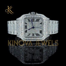 Men s VVS1 Moissanite Diamond Watch Fully Ice...
