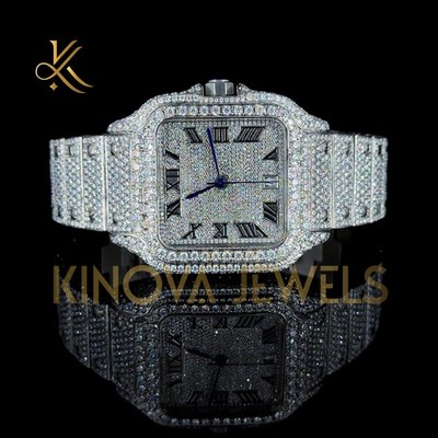 Men s VVS1 Moissanite Diamond Watch Fully Iced Luxury Bling