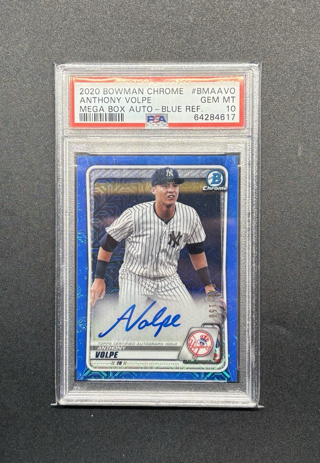 Anthony Volpe Auto - 2020 Bowman Chrome Mega Box Blue Refractor /150