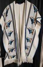 Woven Poncho Made In Mexico One Size Fits Most Multicolor