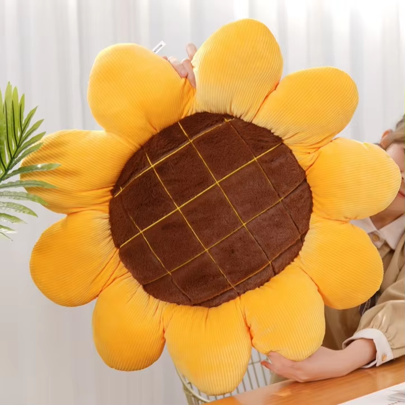 Sunflower Flower Shaped Throw Pillow Plush Floor Cushion Cute Room Bed Decor