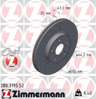 2X Bremsscheibe Sport Z Zimmermann 280.3195.52 FüR Honda CR 5 AWD RW2