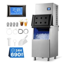 VEVOR Commercial Ice Maker Machine 690 Lbs/24H Ice-Making Stainless Steel