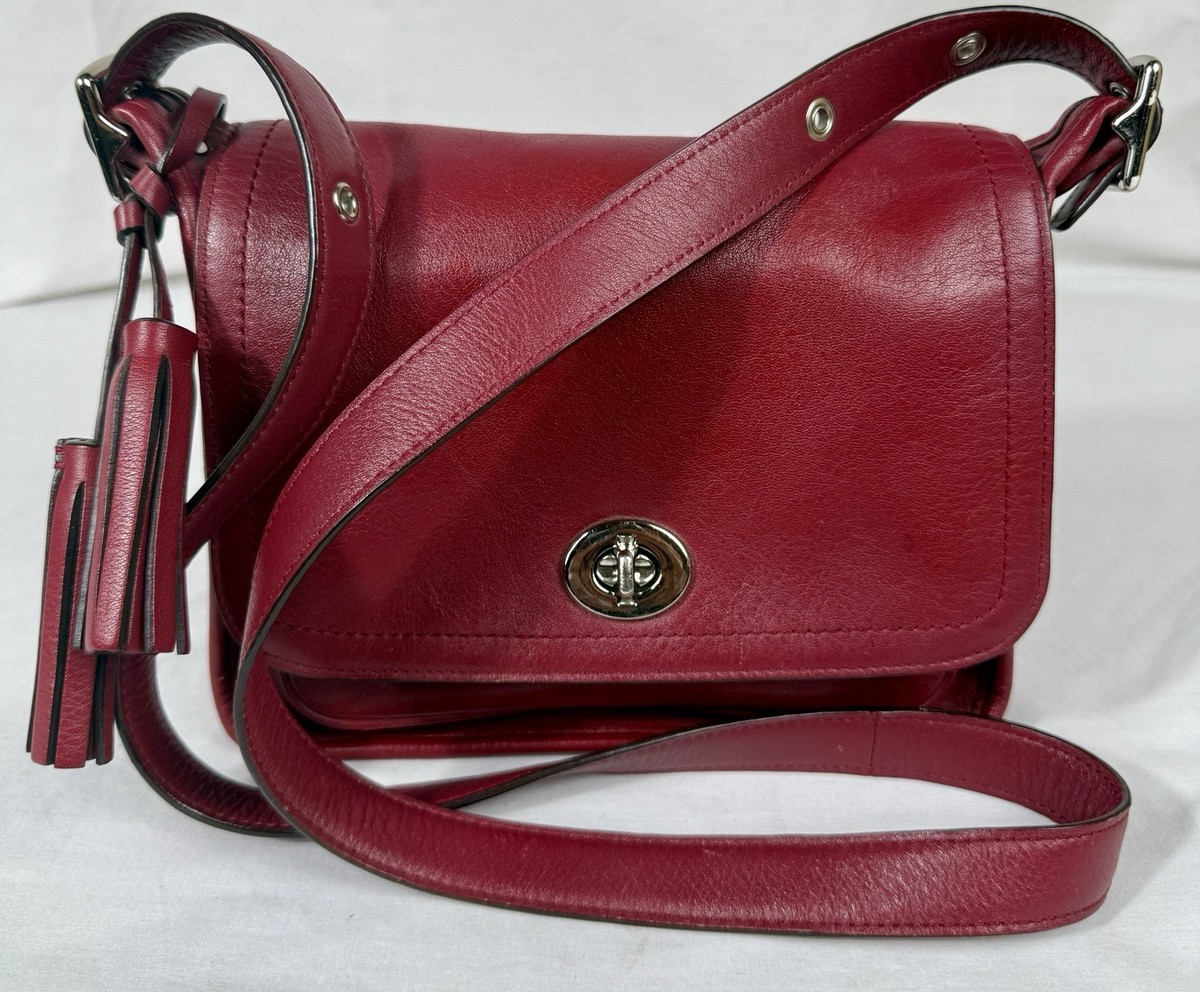 ???VTG RARE COACH RED Legacy Archive Rambler Tassels XBody Bag 