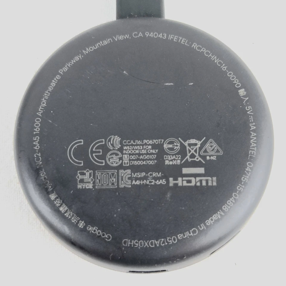 Google Chromecast 3rd Gen NC2-6A5 HDMI TV Streamer Tested w/ Power Adapter - Image 3 of 4
