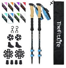 TheFitLife Carbon Fibre Walking Poles Pair Collapsible Telescopic Trekking rrp45