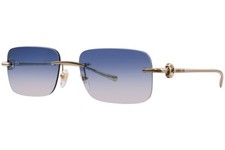 Gucci GG1703O 003 Sunglasses Gold/Navy Blue Gradient Custom Rimless w/Logo 55mm