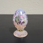 Fenton Hand Painted Glass Egg Figurine Floral Theme Signed by S. Hart