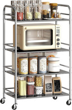 4 Tier Stainless Steel Storage Trolley with Adjustable Shelves, Serving Trolley 