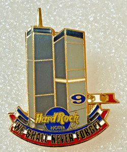 Hard Rock Hotel 9/11 Twin Towers “We Shall Never Forget” Enamel Pin LE 500 Rare