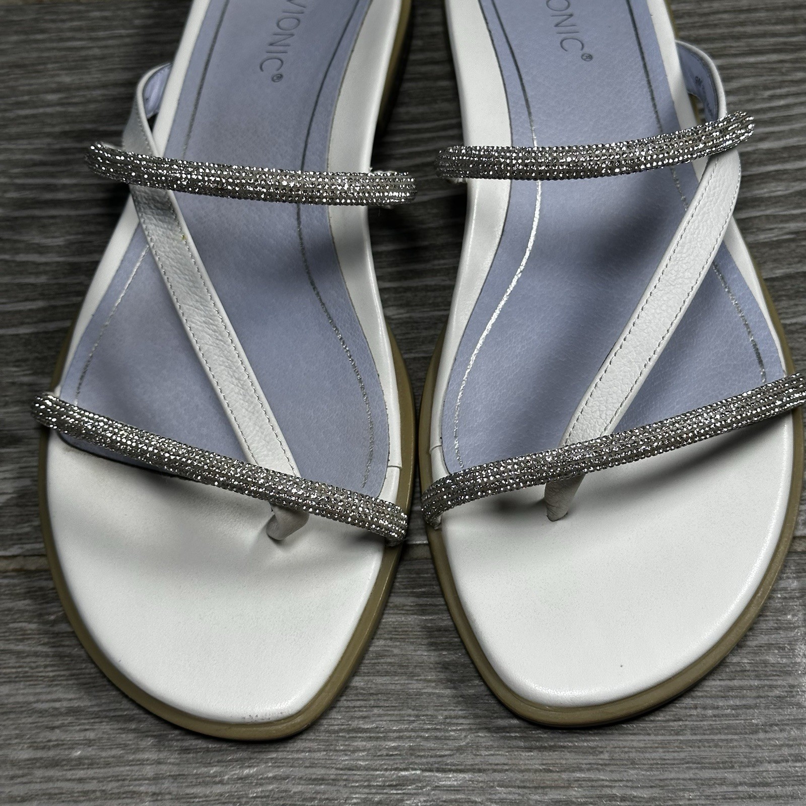 Vionic Prism Straps Slide Sandals White Leather S… - image 9