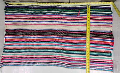 Hand Made VTG Rag Rug 24" x 40" Mid Century Modern Boho Shabby Chic Cottagecore