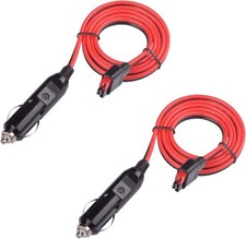 2 Pack Car Cigarette Lighter Plug with Internal 15A Fuse, 45A Extension Cable Ad