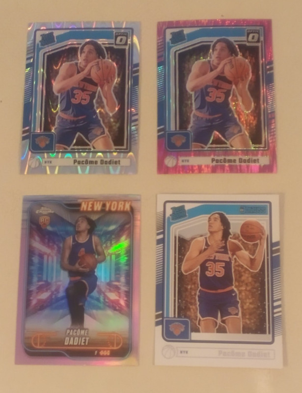 2024-25  PACOME  DADIET  ROOKIE Lot (4) w / PINK Prizm RC, LAVA Prizm RC  KNICKS