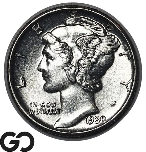 1930 Mercury Dime Full Split Bands, Solid Gem BU++ FSB