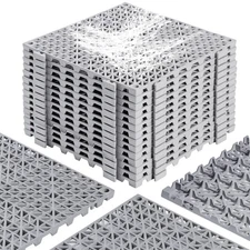 12" x 12" Non-Slip Drainage Floor Tiles - 12 Pack Soft PVC Mats