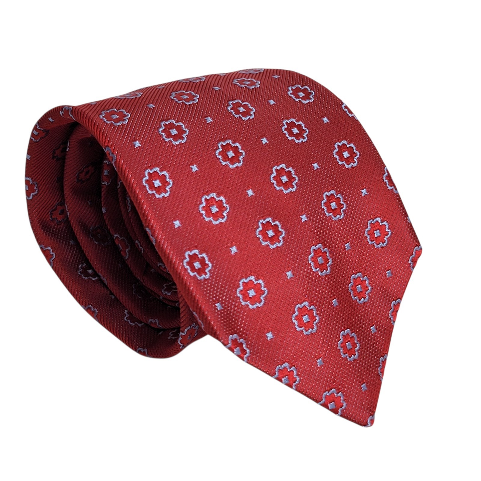 Robert Talbott BoC Red with Blue/Silver Geometric… - image 1
