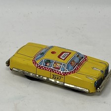 Vtg Tin Litho Friction Toy Japan Yellow Taxi