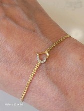 Sweet Estate 14k Yellow And White Gold Heart Bracelet With 3 Diamons