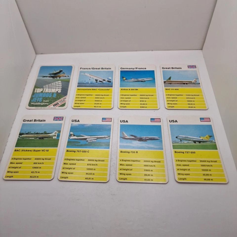 Vintage Waddingtons Top Trumps Universal Series 1982 Jumbos & Jets - Complete - Image 3 of 4