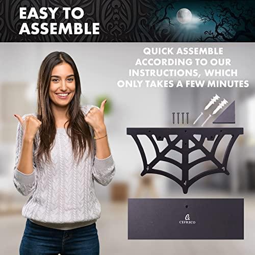 CEFRECO Spinnennetz schwimmendes Regal - Gothic Halloween Hängeregal mit Haken - Bild 3 von 8