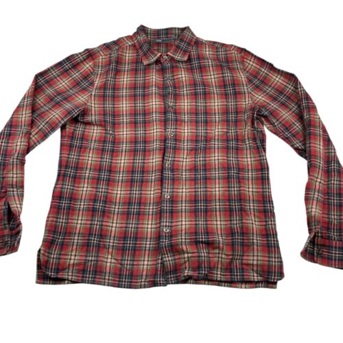 Vince Men's 100% Cotton Flannel Button Shirt Red/Green/Blue Plaid • Large - Picture 2 of 7