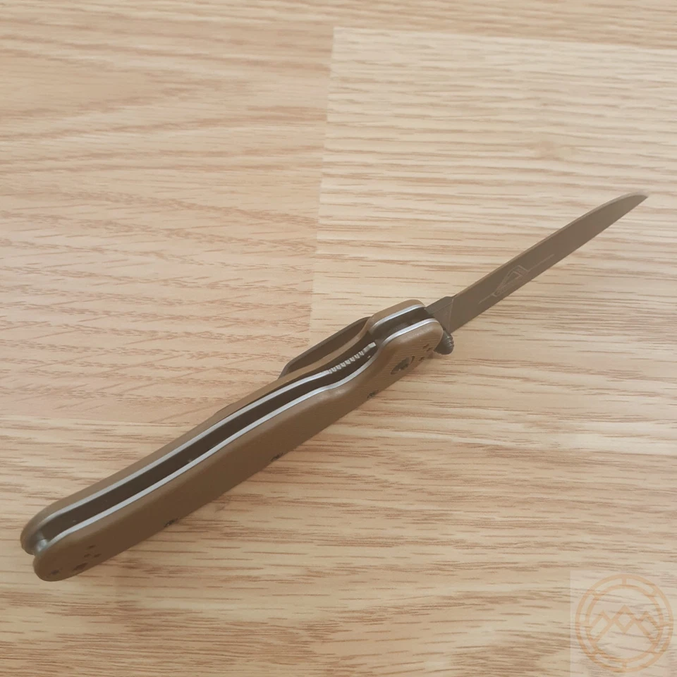 Cuchillo Plegable Ontario RAT II 3" D2 Herramienta Acero Punto de Caída Hoja Marrón Mango G10 Foto 2 de 4