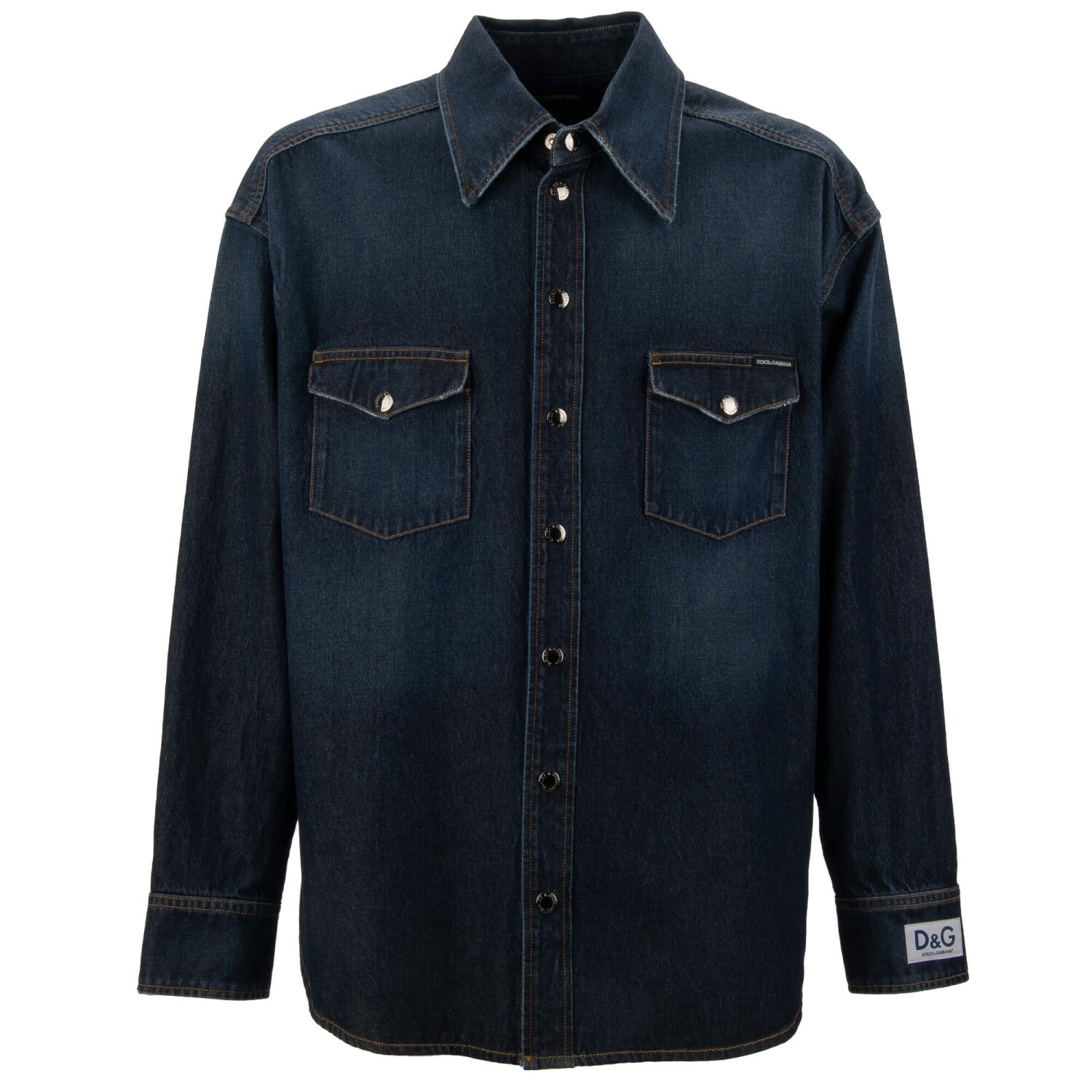 DOLCE & GABBANA DG Logo Oversize Denim Jeans Jacket Shirt Blue S M L