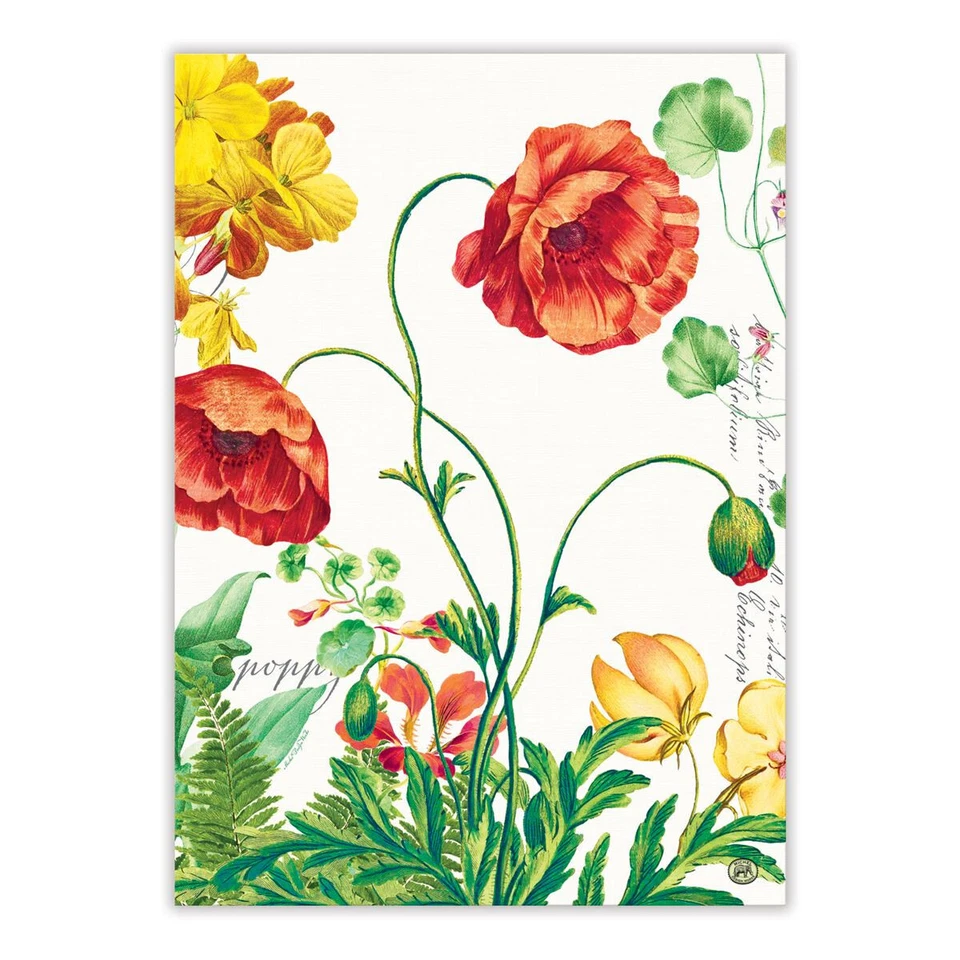 MICHEL DESIGN WOKS Michel Design Works Cotton Kitchen Tea Towel Floral Poppies & Posies - NEW