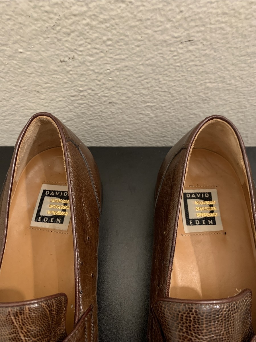DAVID EDEN OSTRICH DRESS LOAFER SHOE Brown Men display picture 1