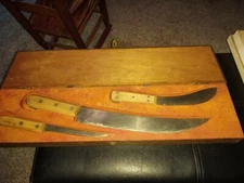 Dexter vintage 3 knife set carbon steel blade wood handles plus extras