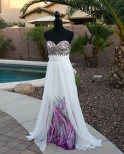 Woman's Sleeveless beaded satin gown small size