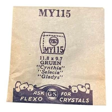 Germanow-Simon Mach (GS) MY115 Watch Crystal 11.8x9.7 NOS Part Flexo Gruen