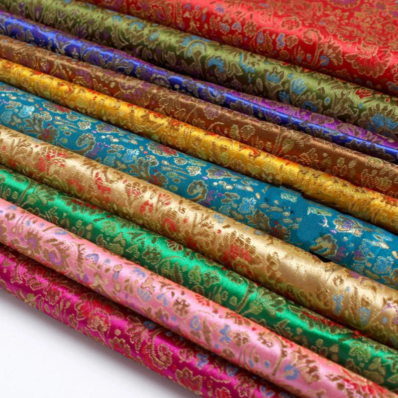 Chinese Floral Satin Faux Silk Fabric Damask Brocade Costume Craft DIY By Metre - image 2 of 4