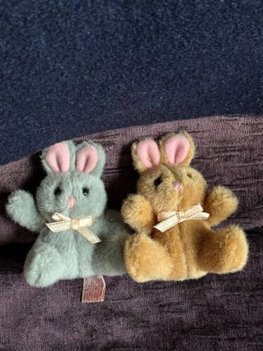 Lot of Russ Miniature Mini Gray & Tan Plush Cute Easter Bunny Rabbit Stuffed - Zdjęcie 1 z 6